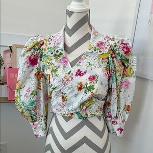 Pastels Multicolor Floral Wrap Blouse